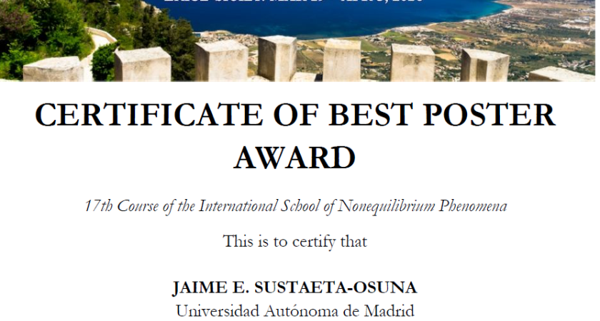 Jaime wins best poster award at the Fluctuations in Light–Matter Interactions Workshop in Erice!
